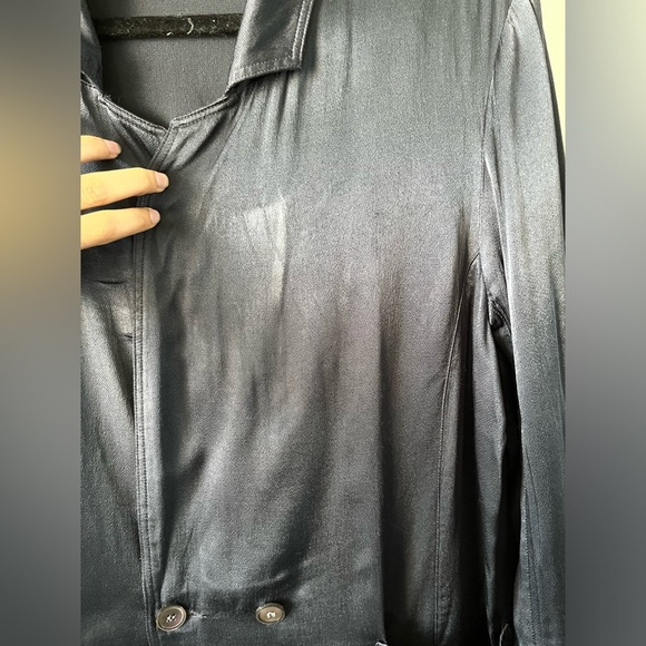 Raquel Allegra Silky Viscose-Rayon Jacket Blazer in Navy Blue Size 3 - Picture 4 of 15